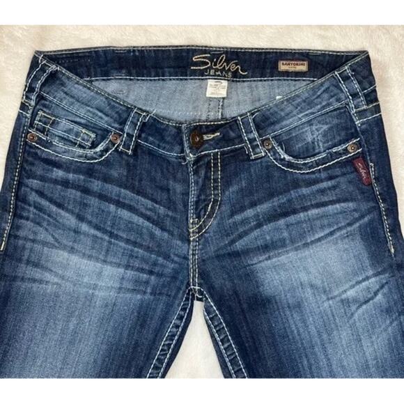 Silver Jeans Dark Wash Mid Rise Santorini Capri Jeans Size W 31 - Picture 6 of 10